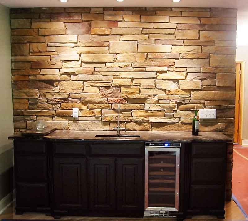 Dramatic Stone Wet Bar Backdrop