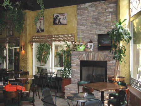 Fireplace at Biergarden, downtown Asheivlle