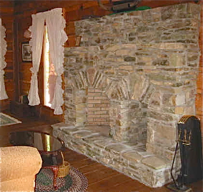 Log Cabin Fireplace With Wood Storage